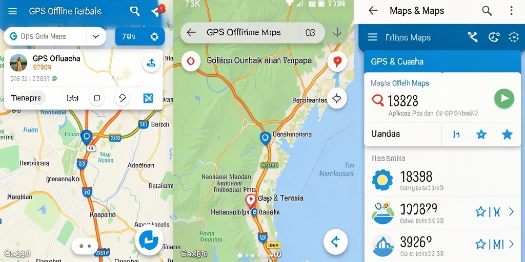 Screenshot antarmuka utama aplikasi GPS Offline Maps 73K.