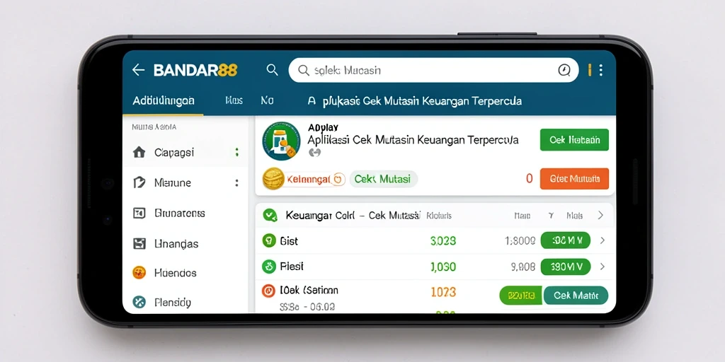 Screenshot aplikasi BANDAR88 menampilkan fitur Cek Mutasi yang intuitif.