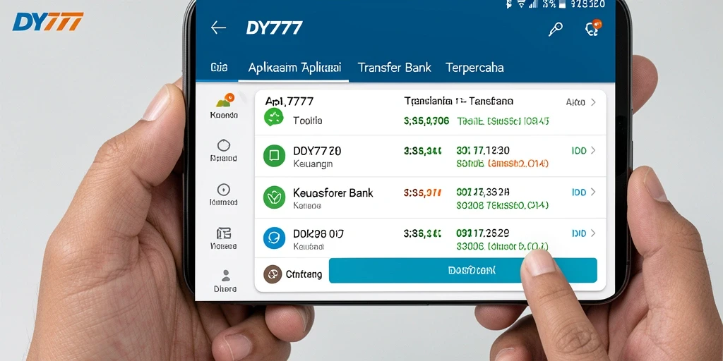Tampilan antarmuka aplikasi DY777 untuk transfer bank yang mudah digunakan.