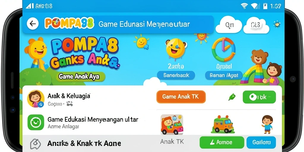Screenshot antarmuka POMPA88 yang ramah anak dan penuh warna.