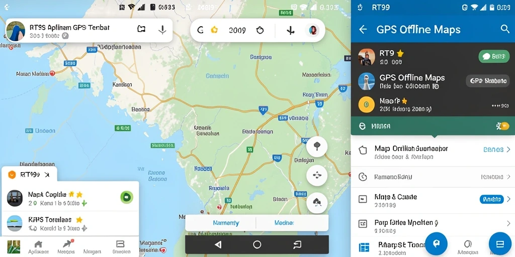 Tampilan antarmuka RT99 untuk navigasi GPS Offline Maps.